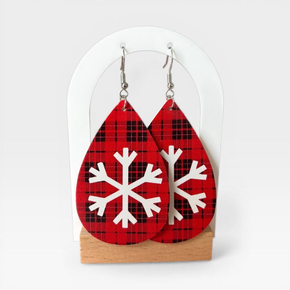 Snowflake Red Oval Earring